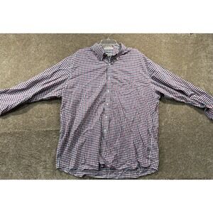 Men's LL Bean Button Down Long Sleeve Shirt - Red White Blue 100% Cotton - XXL